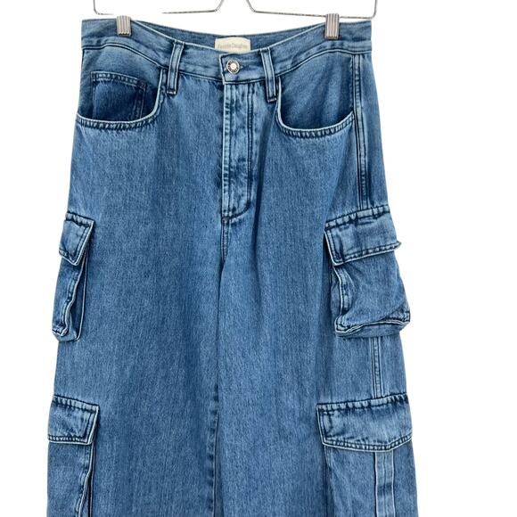 Favorite Daughter The Carly Cargo Jeans Wide Leg High Rise Denim Blue Size 28 - Picture 6 of 16